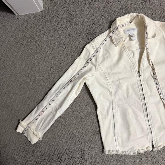 Vintage Y2K VTG Liz Claiborne Cream Yellow Jean Fringe V-Neck Denim - Picture 16 of 16